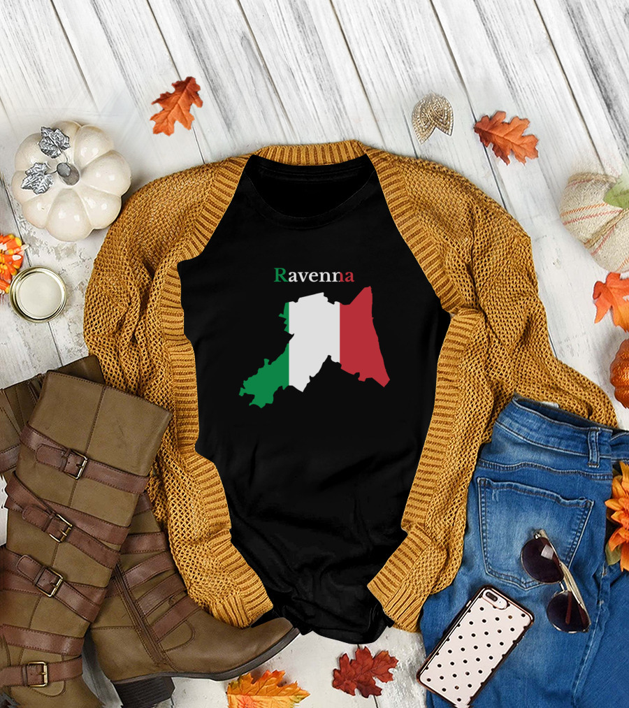 Ravenna Italy Map with Italian Flag Colors T-Shirt