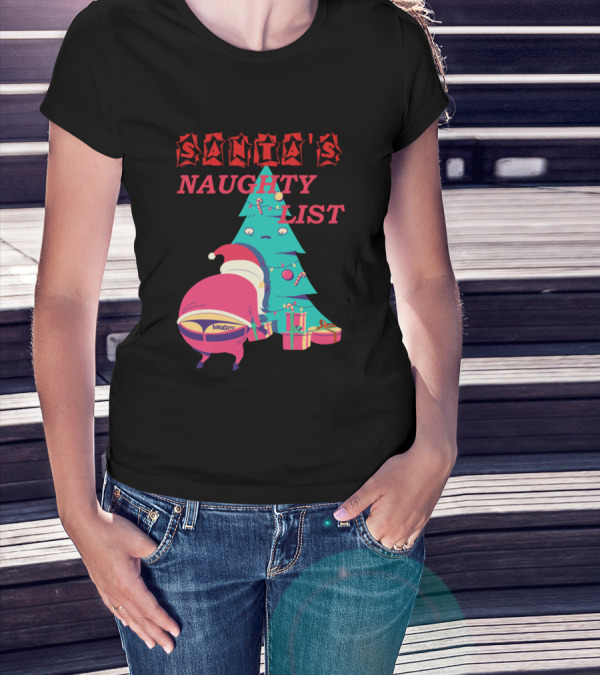 Santas Naughty List Christmas Humor Tree T-Shirt