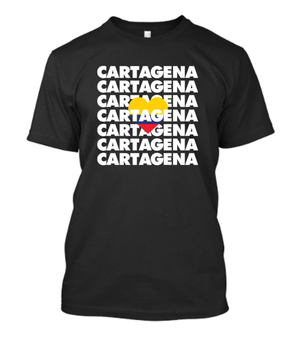 Cartagena Heart TAG Colombia Repeated Text T-Shirt