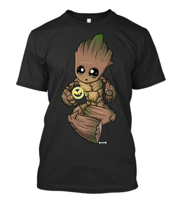 Groot Holding Firefly Marvel Guardians Of The Galaxy Cute Baby Character T-Shirt