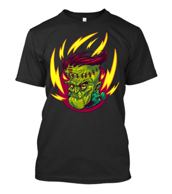 Funkenstein Electric Monster With Lightning Hair And Bolts T-Shirt