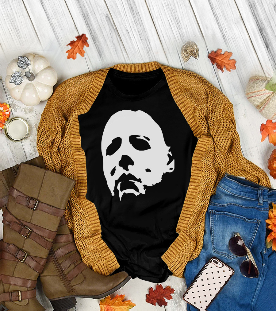 Halloween Michael Myers Mask Iconic Horror Movie Face T-Shirt