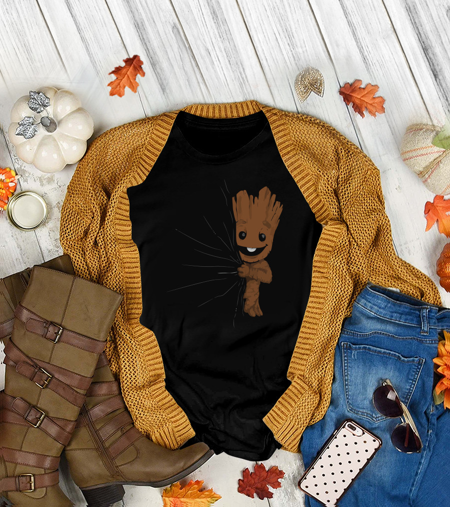Hidden Groot Peeking Out T-Shirt