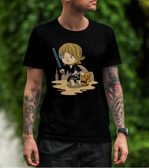Little Rebel Jedi Tatooine Adventure With Lightsaber And Droid Teddy T-Shirt