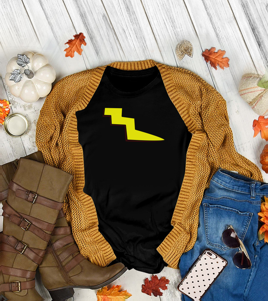 Doug Cartoon Throwback Quailman Yellow Lightning Bolt T-Shirt