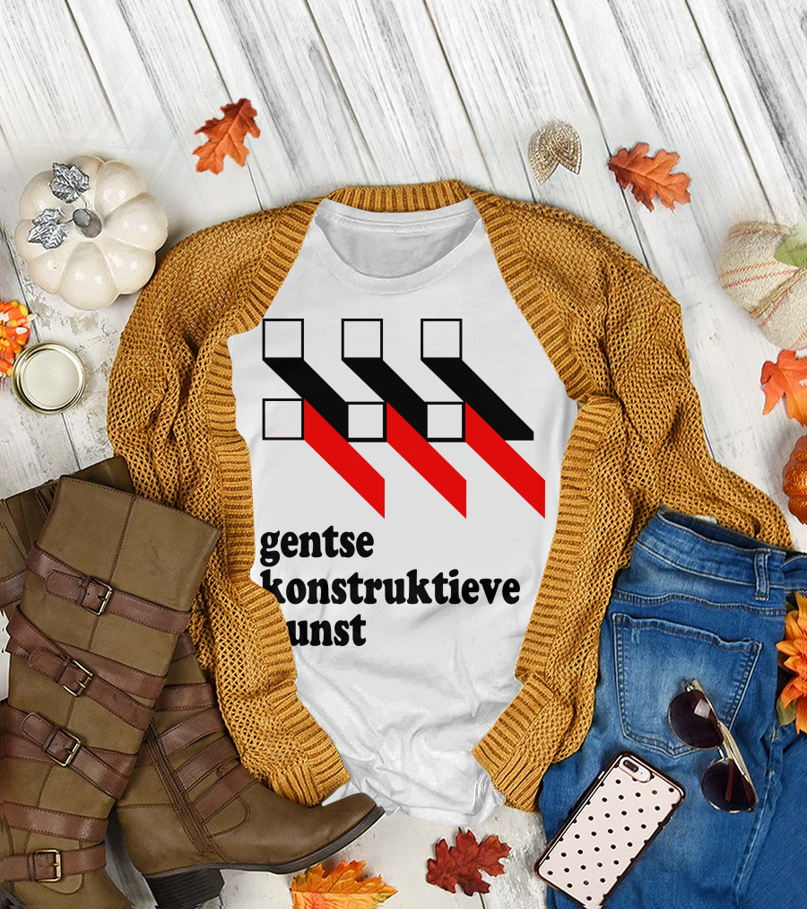 Gentse Konstruktieve Kunst Black and Red Geometric T-Shirt