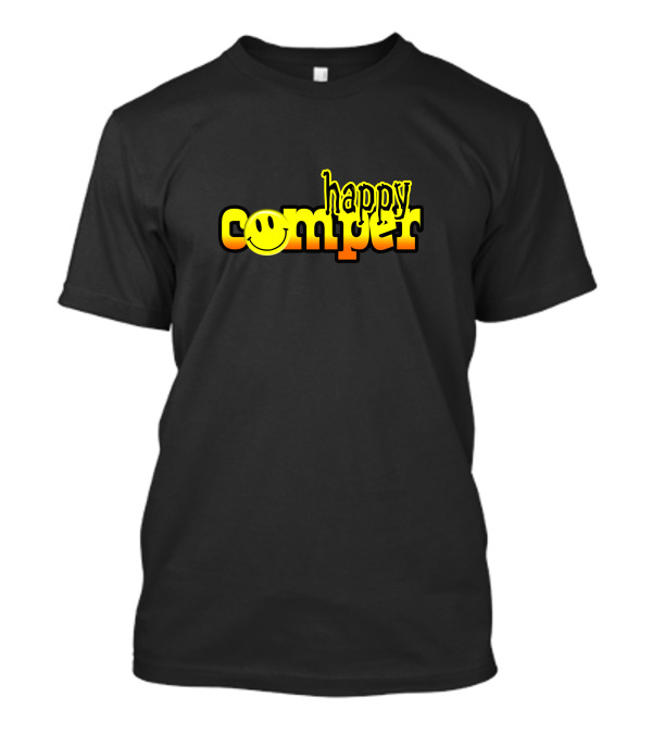 Happy Camper Smiley Face Text T-Shirt