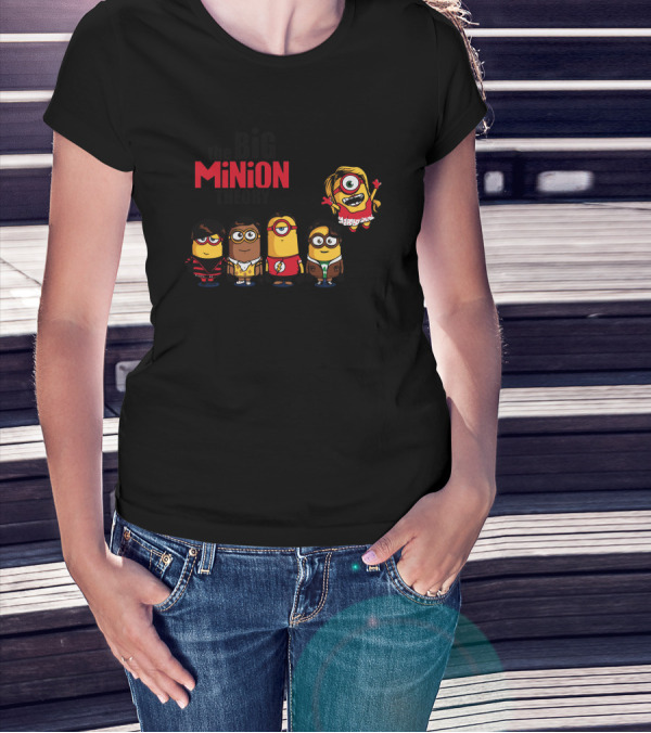 The Big Minion Theory Characters In Costume Mashup T-Shirt