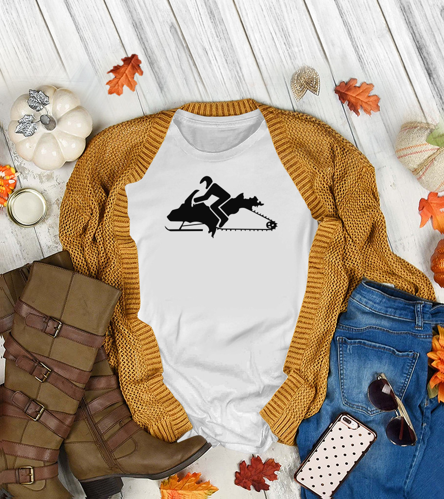 Upper Peninsula UP Snowmobile Silhouette Sledders Com Ash T-Shirt
