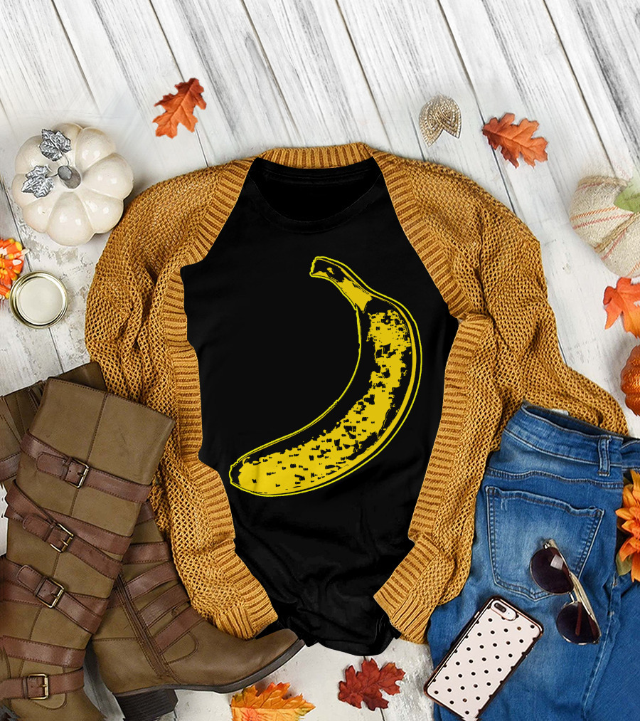 Banana Vit Pop Art Style Andy Warhol Velvet Underground Iconic Banana T-Shirt
