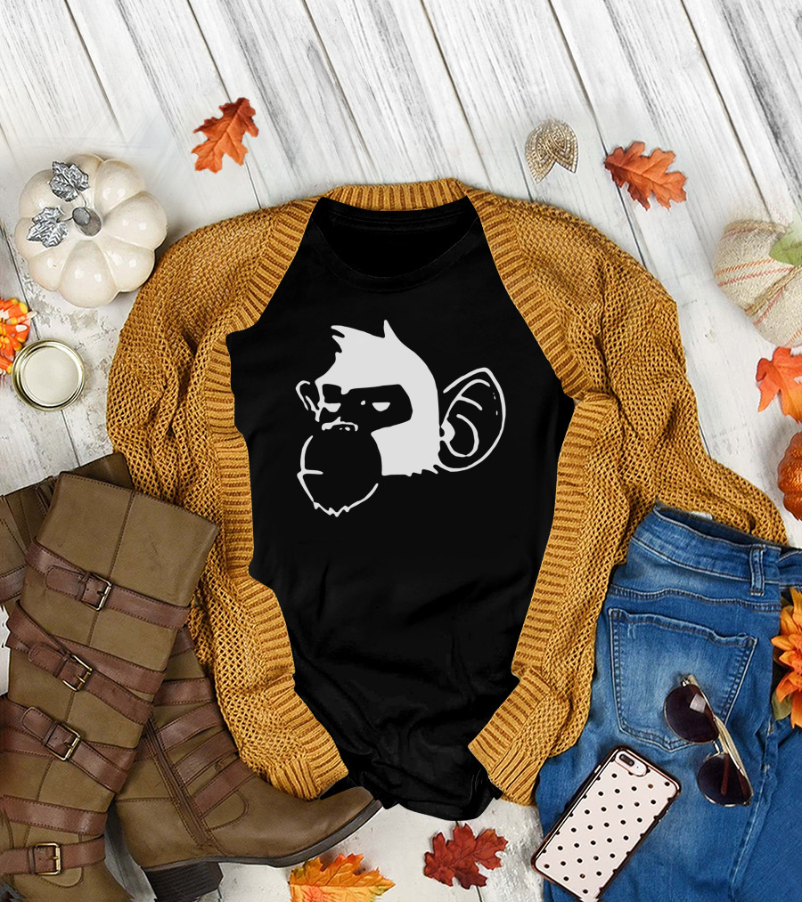 Cheeky Chimp Silhouette with Playful Expression T-Shirt