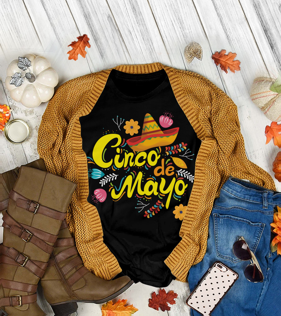 Cinco de Mayo Viva Mexico Sombrero Floral T-Shirt