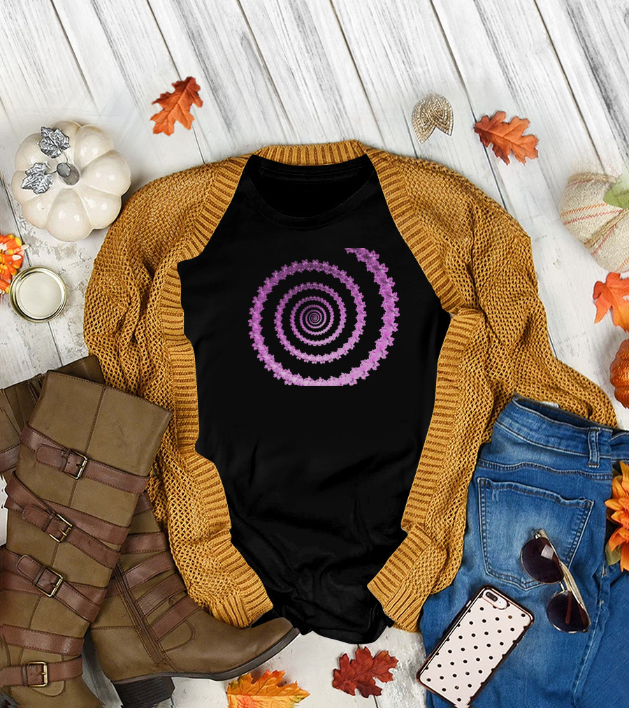 Fractal Infinite Spiral Purple Geometry T-Shirt