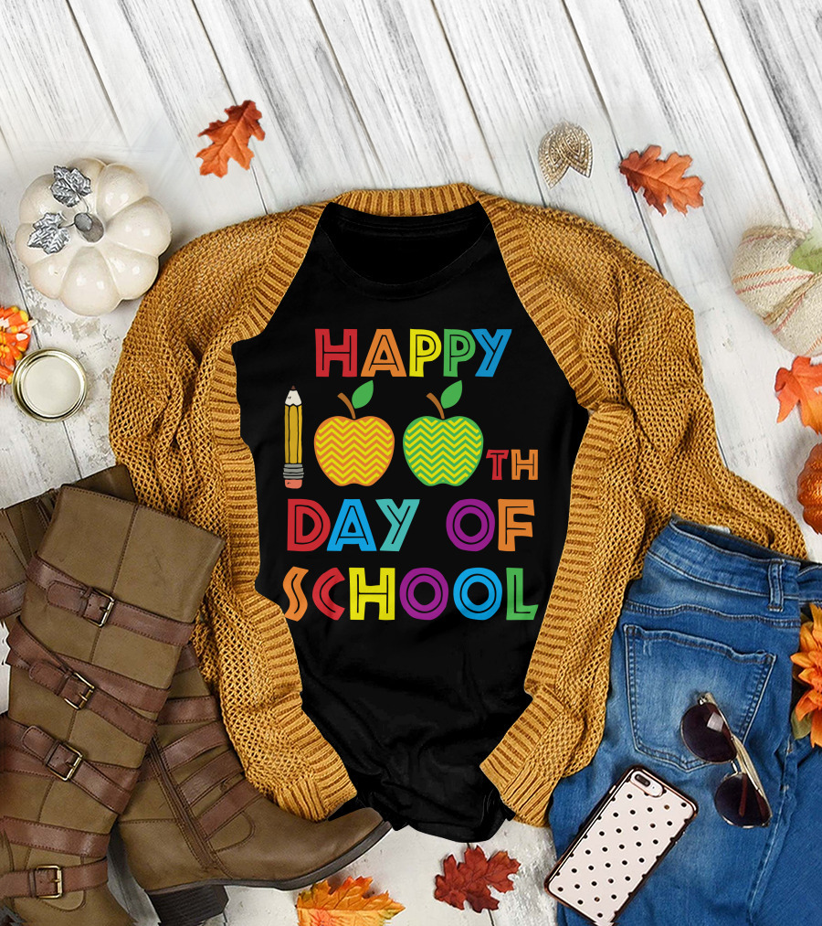 HAPPY 100TH DAY OF SCHOOL PENCIL APPLES T-Shirt