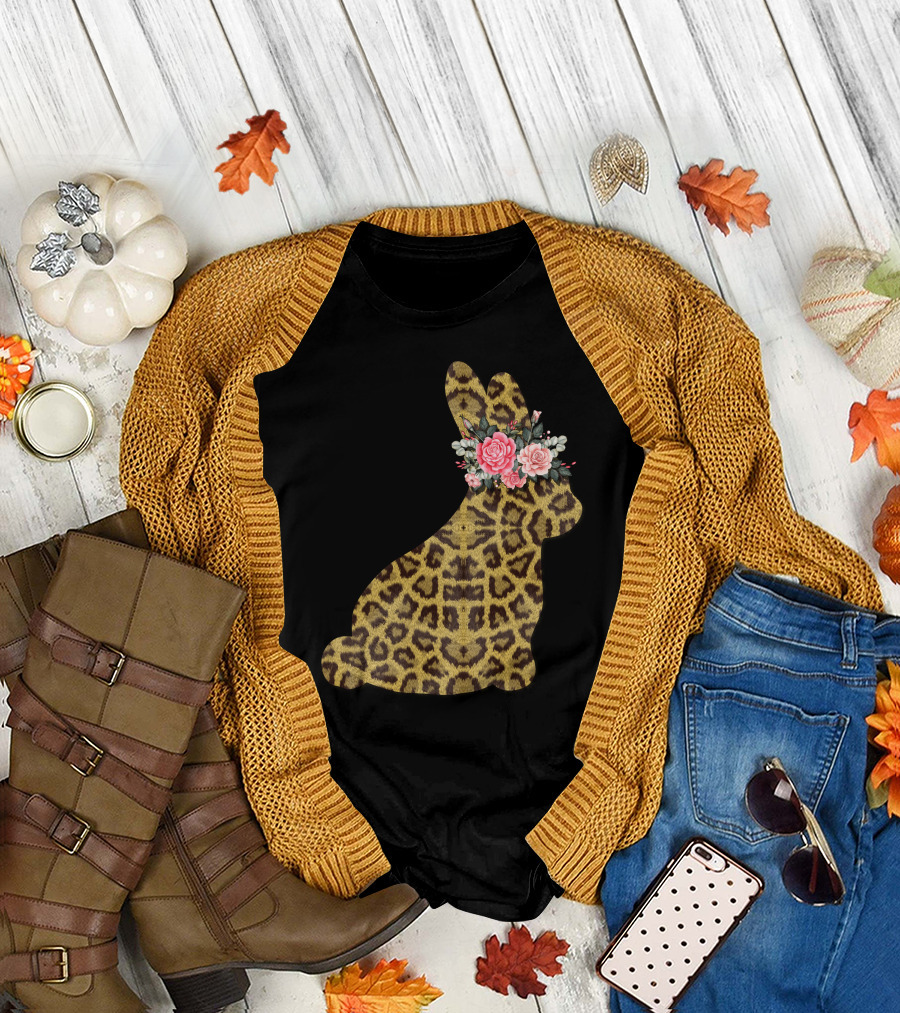 Rabbit Leopard Floral T-Shirt