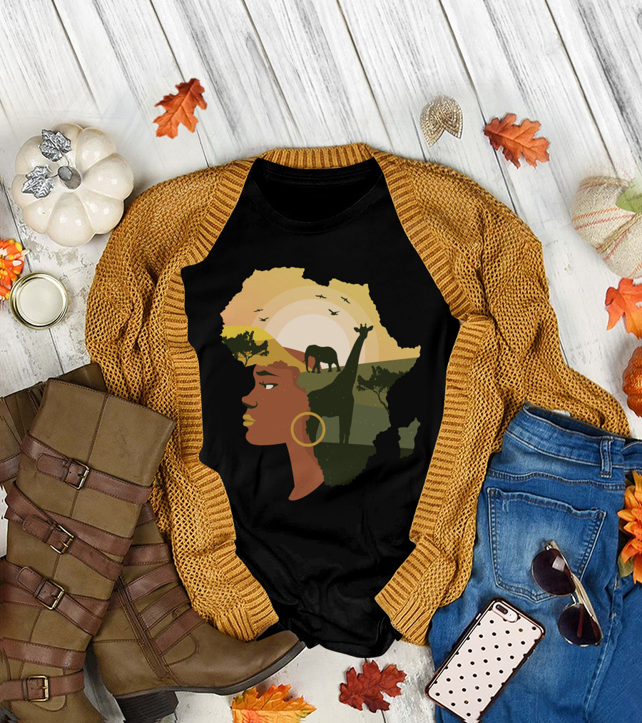 Woman Africa Wildlife Landscape T-Shirt