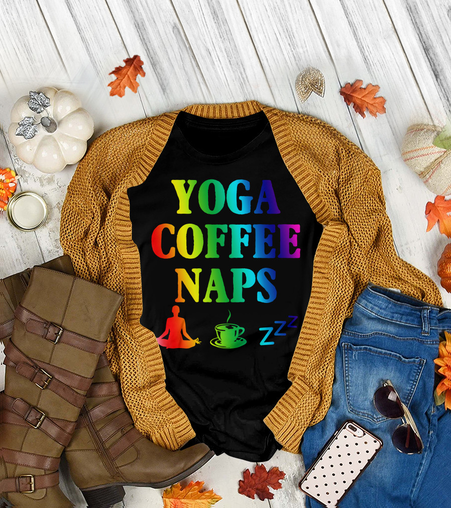 Yoga Coffee Naps Colorful Meditation Zzz T-Shirt