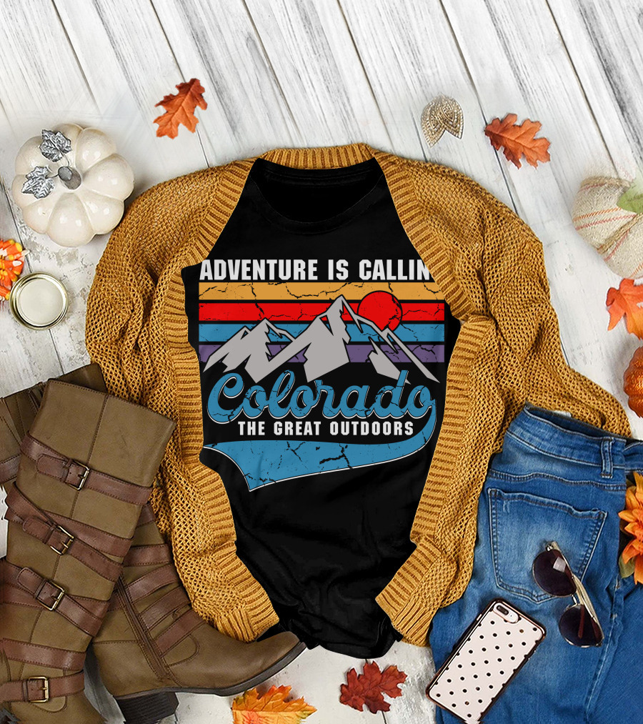 Adventure Is Calling Colorado Mountains Sunset The Great Outdoors T-Shirt