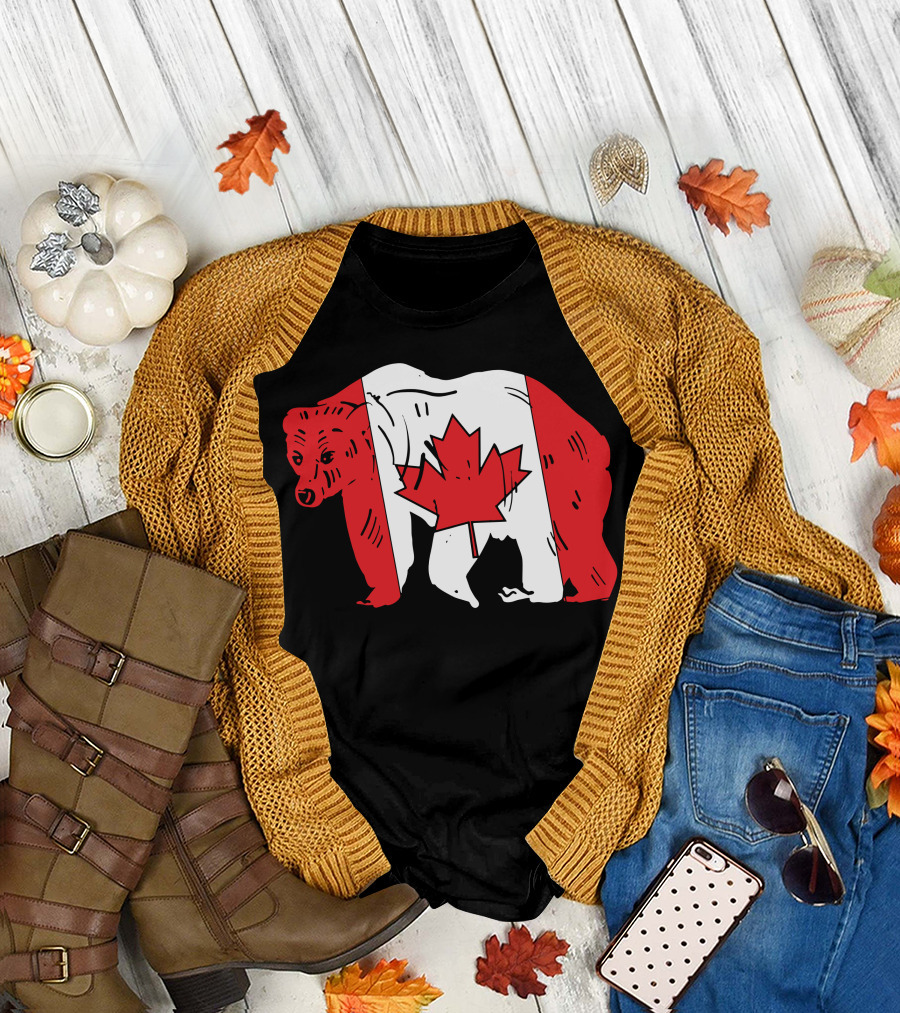 Canada Flag Bear Canadian Maple Leaf T-Shirt