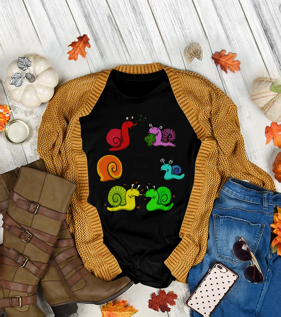 Choose Your Mood Snails Eating Hearts Stars ZZZ T-Shirt