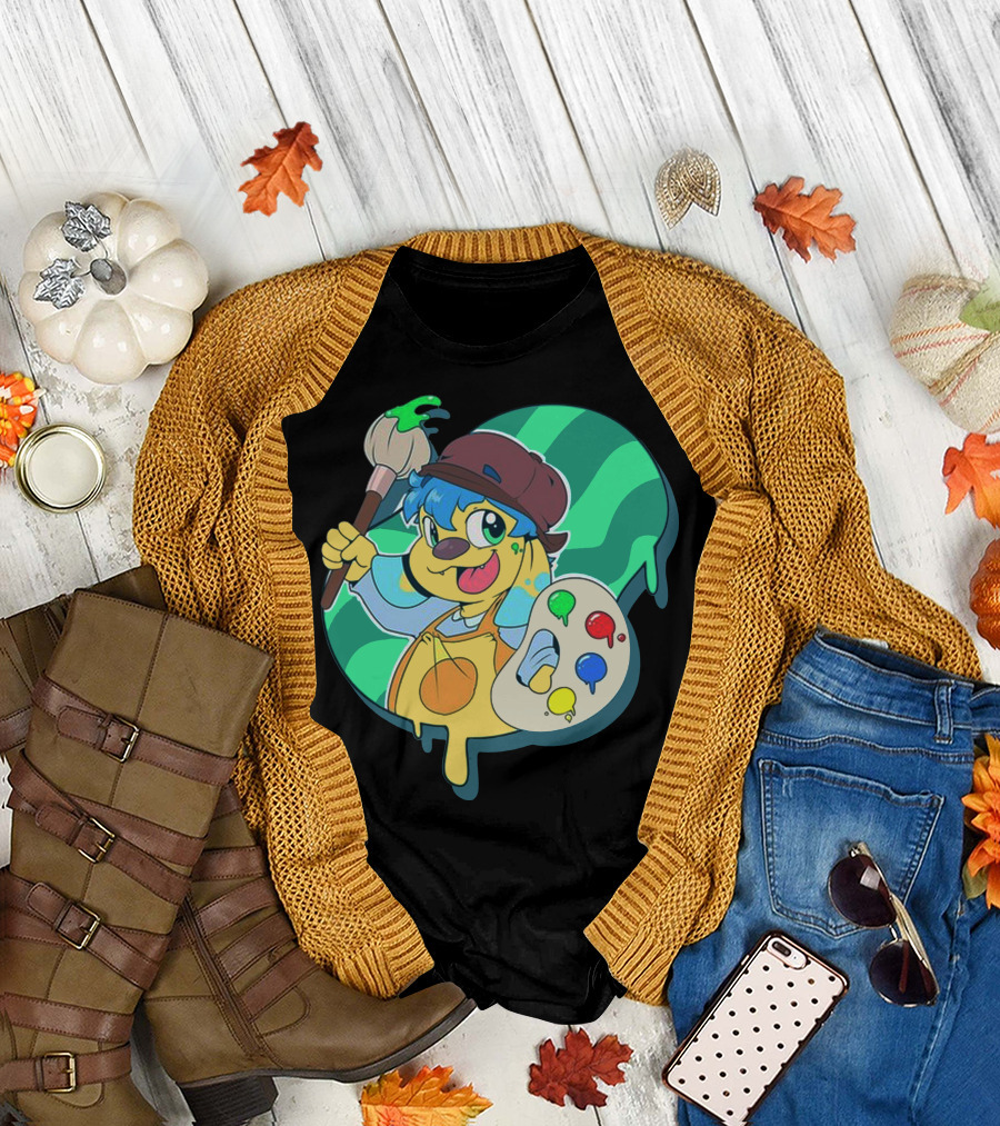 Cute Little Artist Paint Palette Dog Kid Creativity T-Shirt