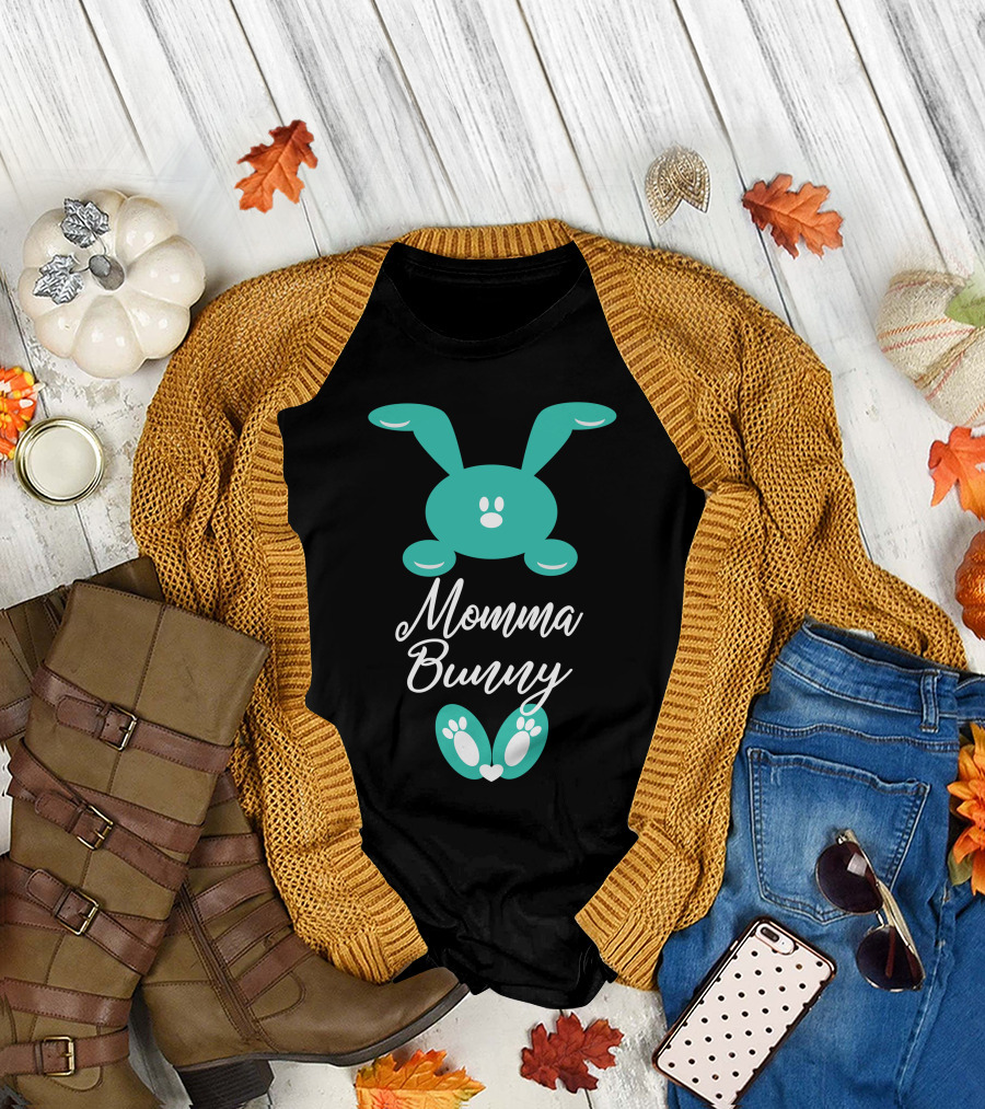 Momma Bunny Rabbit Teal Easter Fun T-Shirt