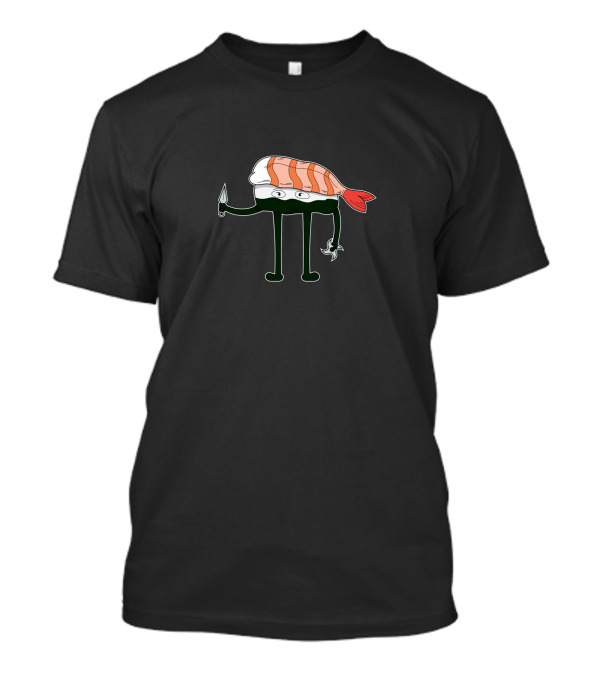 Fierce Salmon Sushi Ninja With Knife And Shuriken T-Shirt
