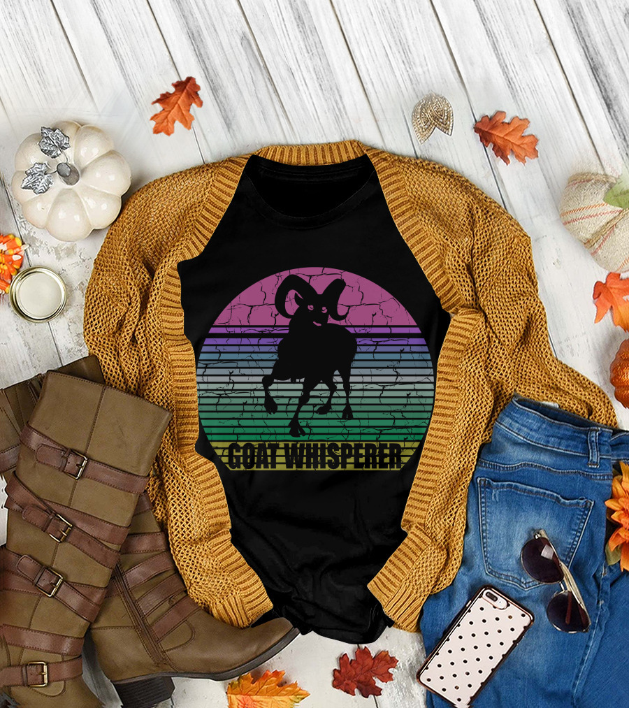 GOAT WHISPERER Retro Stripes Vintage Goat T-Shirt