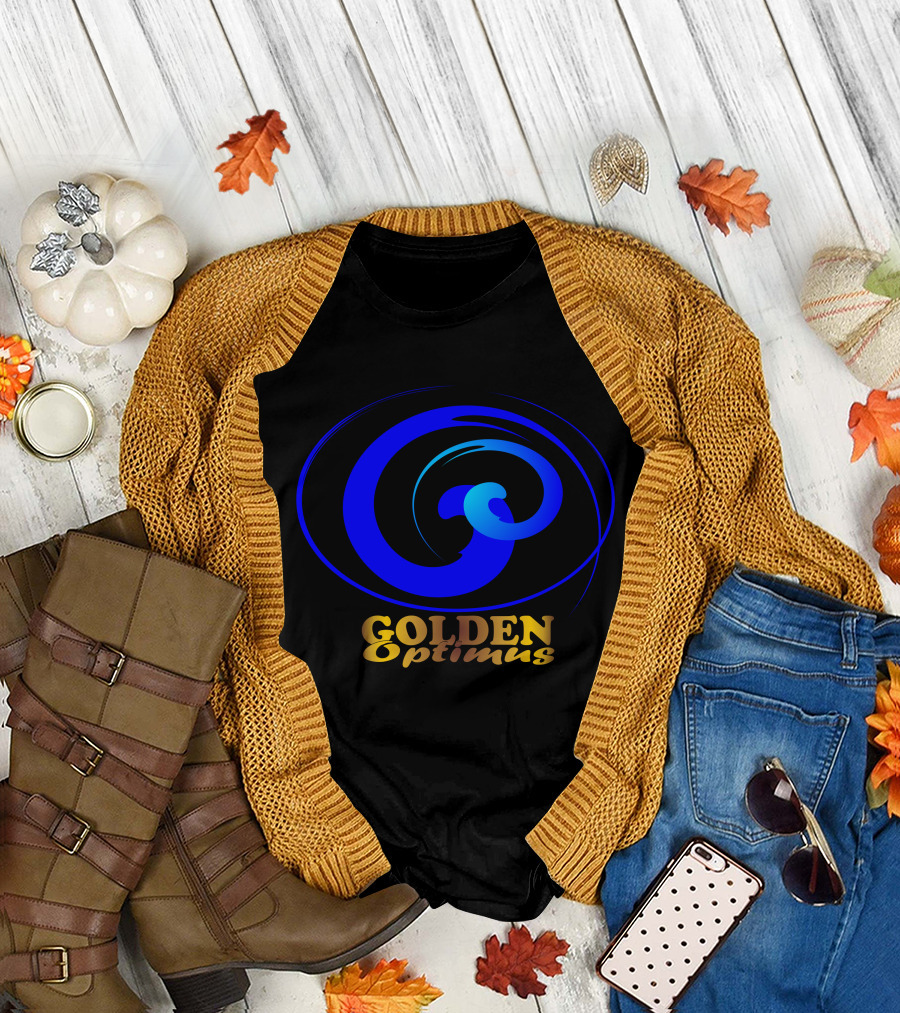 Golden Optimus Blue Swirl Emblem T-Shirt