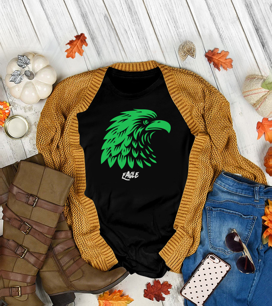 Green Eagle Head with Text Eagle T-Shirt
