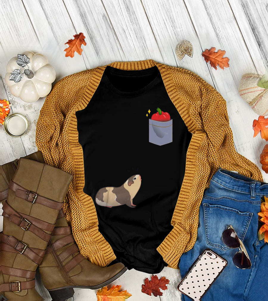 Guinea Pig Cute Pocket Apple Curiosity T-Shirt