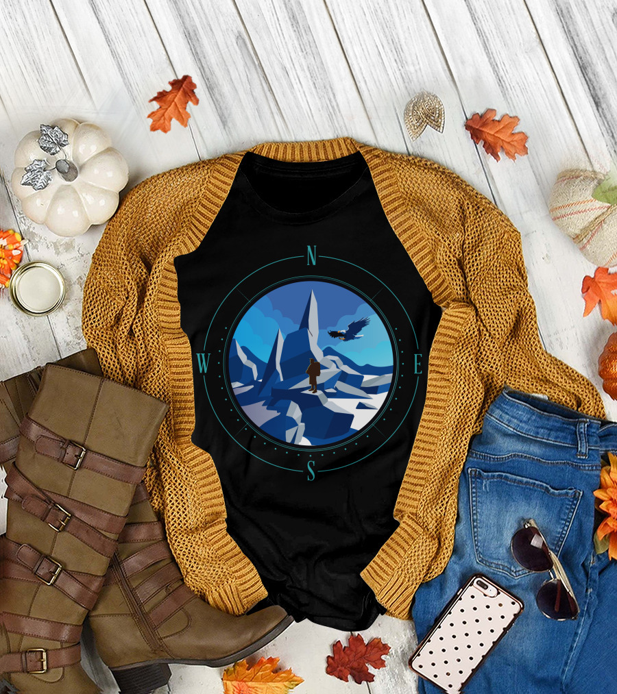 Not All Who Wander Are Lost Hiking Wander Compass Adventure T-Shirt