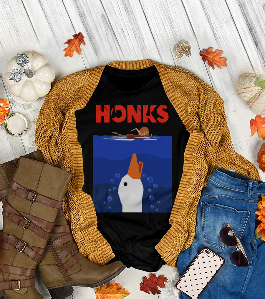 HONKS Goose Approaches Swimmer in Water T-Shirt
