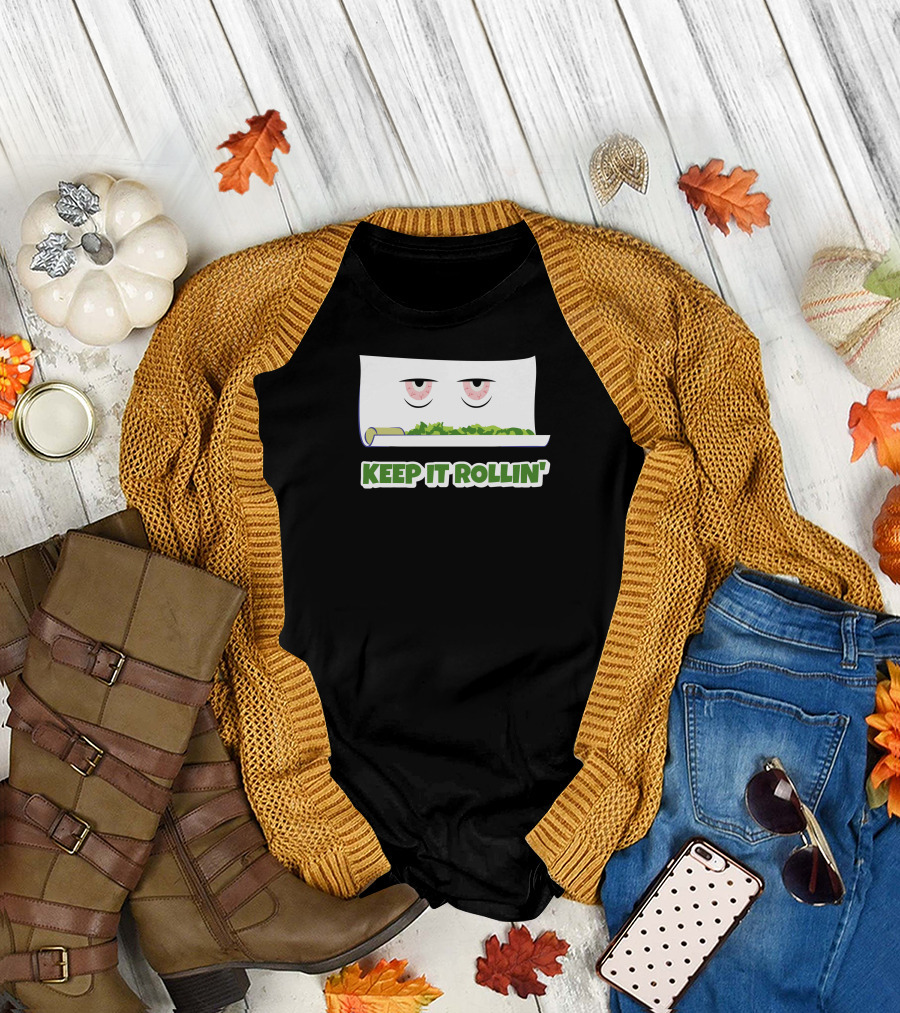 Keep It Rollin' with Cartoon Eyes and Rolling Paper T-Shirt