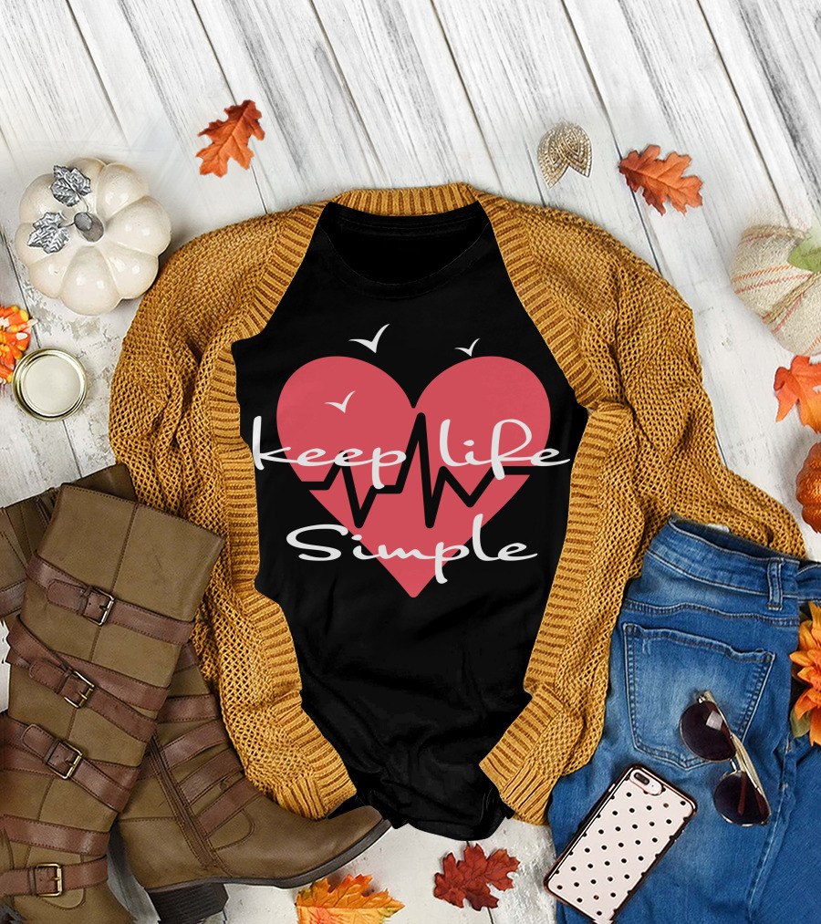 Keep Life Simple Heartbeat Birds T-Shirt