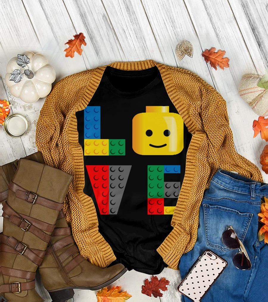 Love LEGO Brick Head Smiley T-Shirt