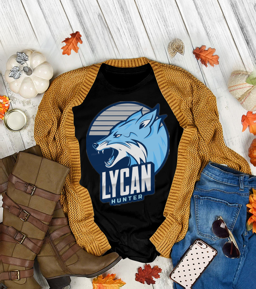 Lycan Hunter Blue Wolf Emblem T-Shirt