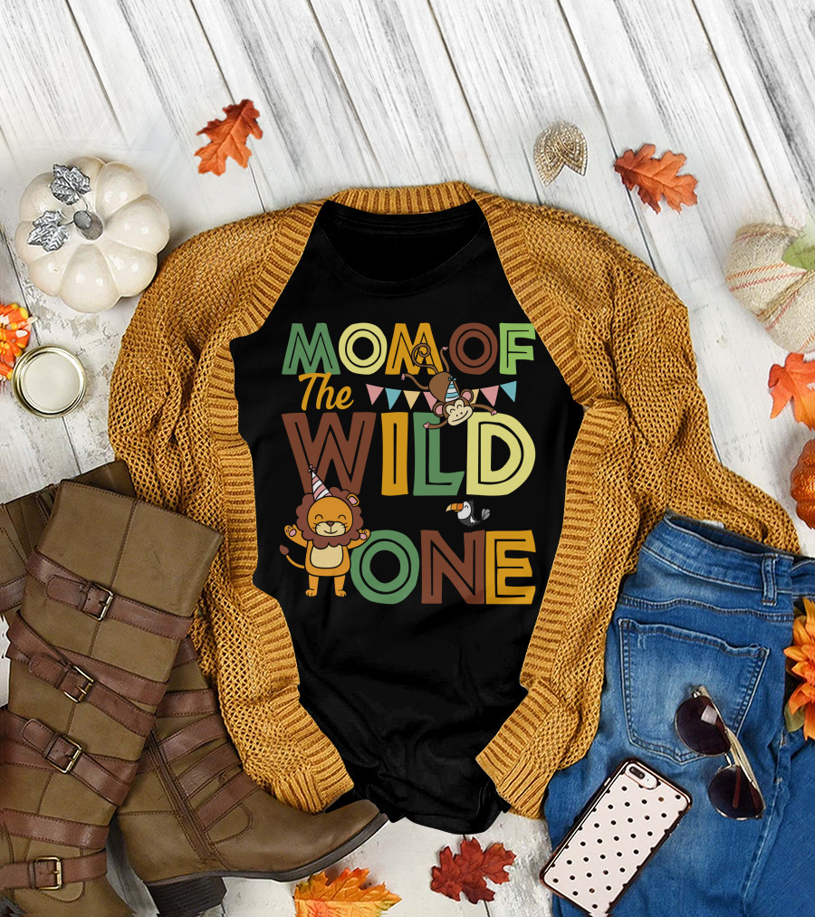 Mom Of The Wild One Lion Monkey Toucan Party T-Shirt