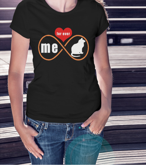 Me And My Cat Forever Infinity Symbol With Red Heart T-Shirt