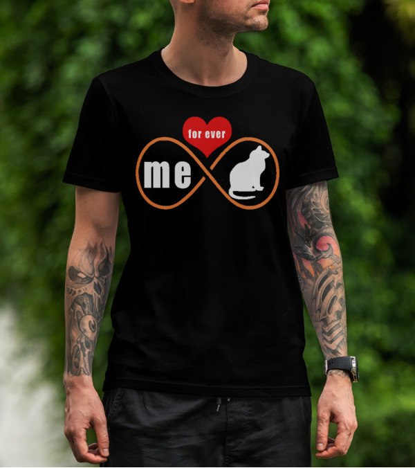 Me And My Cat Forever Infinity Symbol With Red Heart T-Shirt
