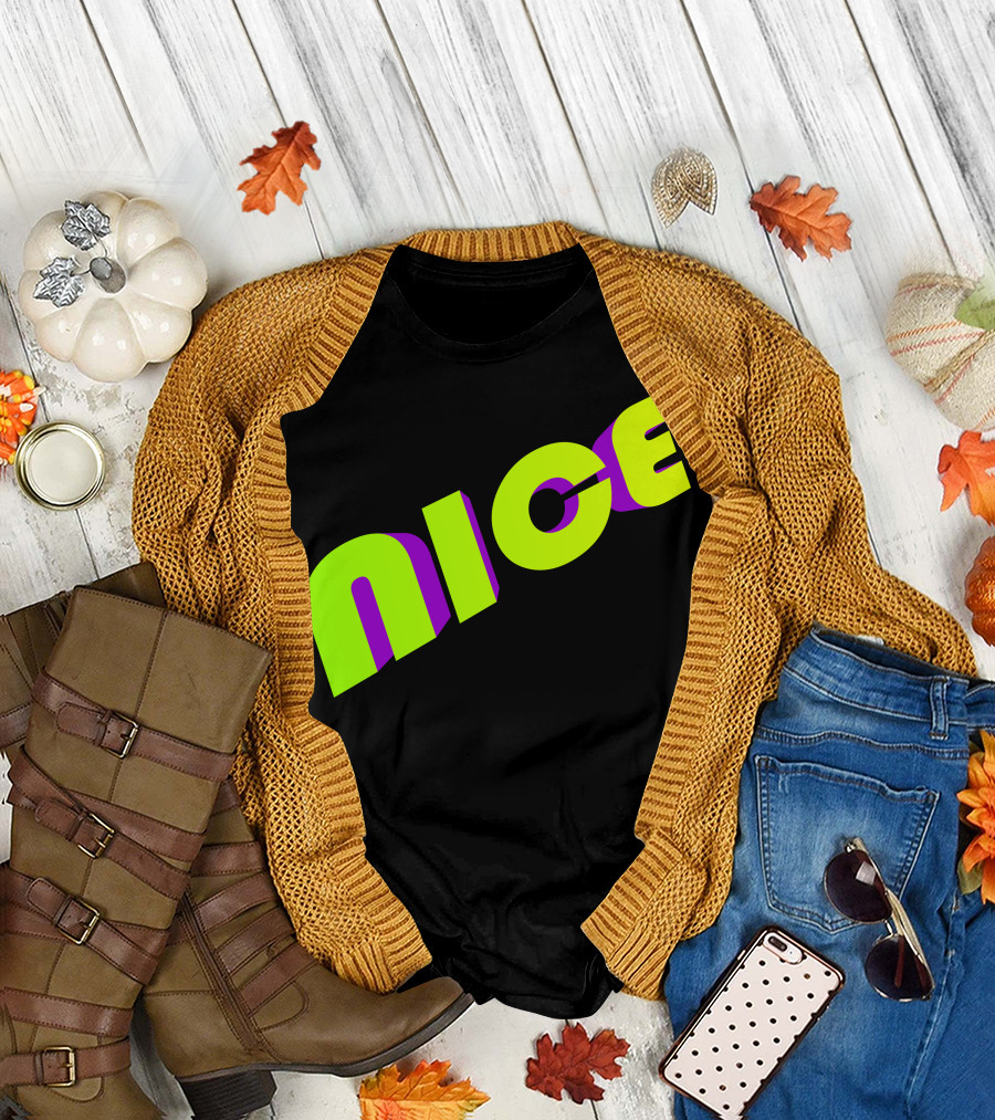 Nice Neon Green and Purple Text T-Shirt