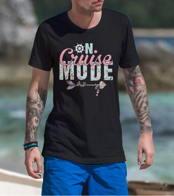 Cruise Mode Floral Nautical Arrow T-Shirt