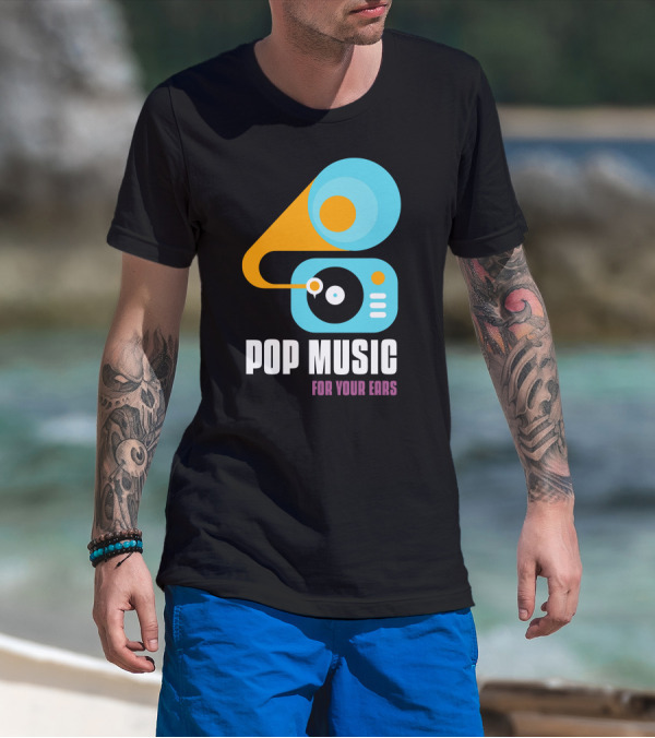 Pop Music For Your Ears Turntable Retro Vibes T-Shirt