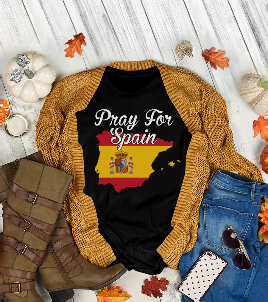 Pray For Spain Spanish Flag Emblem T-Shirt