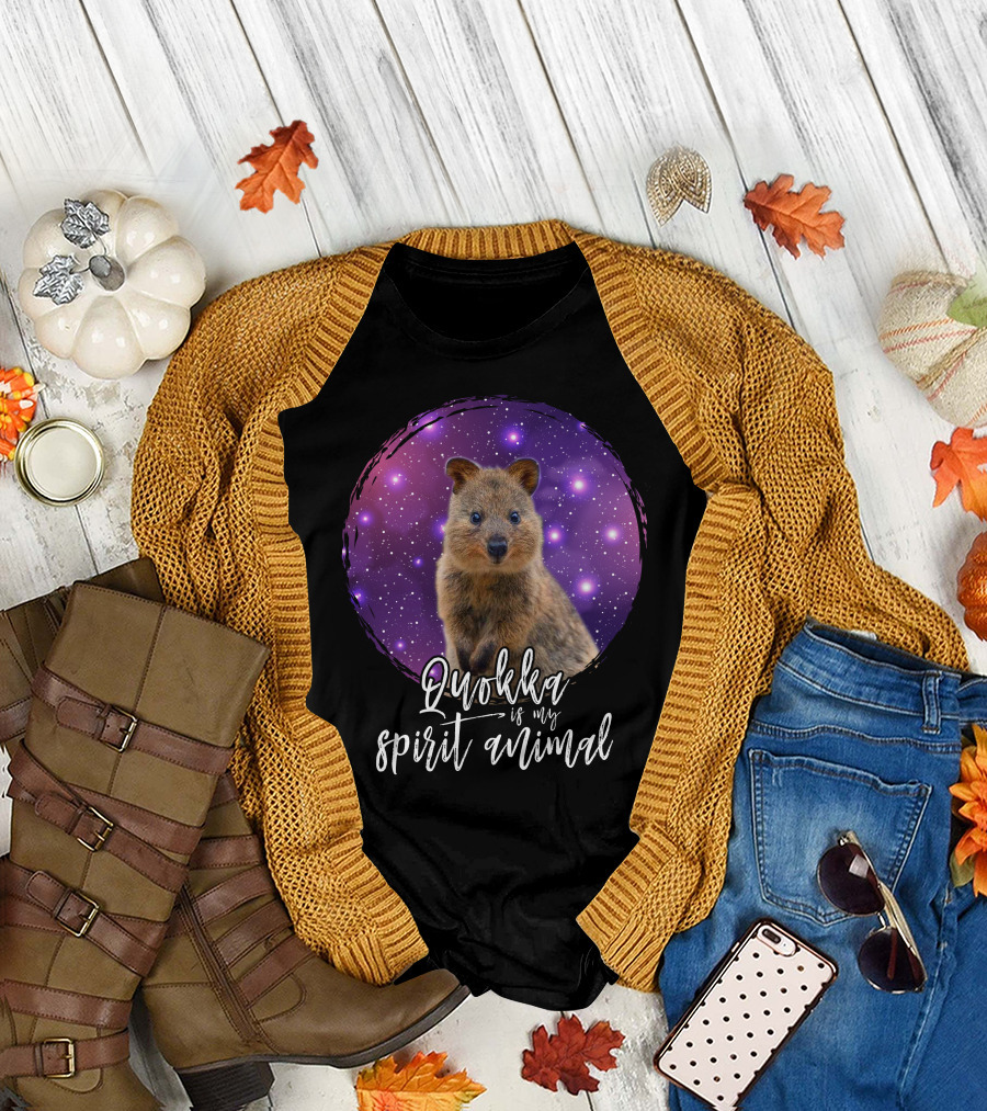 Quokka Is My Spirit Animal Cosmic Starry Background T-Shirt