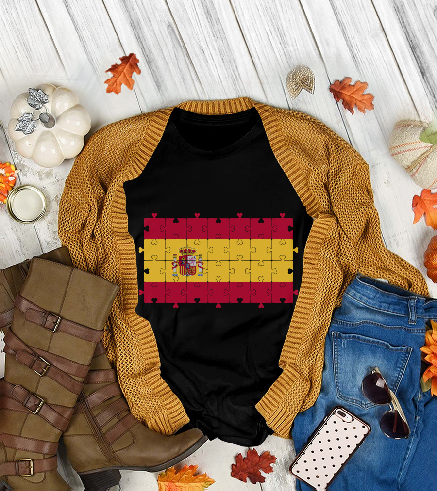 Spanish Flag Jigsaw Puzzle Design Flag Of Spain T-Shirt