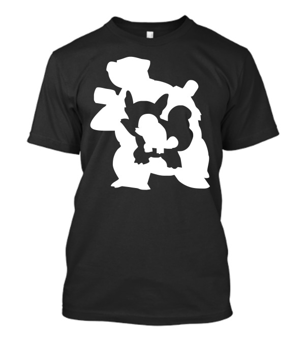 Blastoise Silhouette Evolution With Squirtle And Wartortle Forms T-Shirt