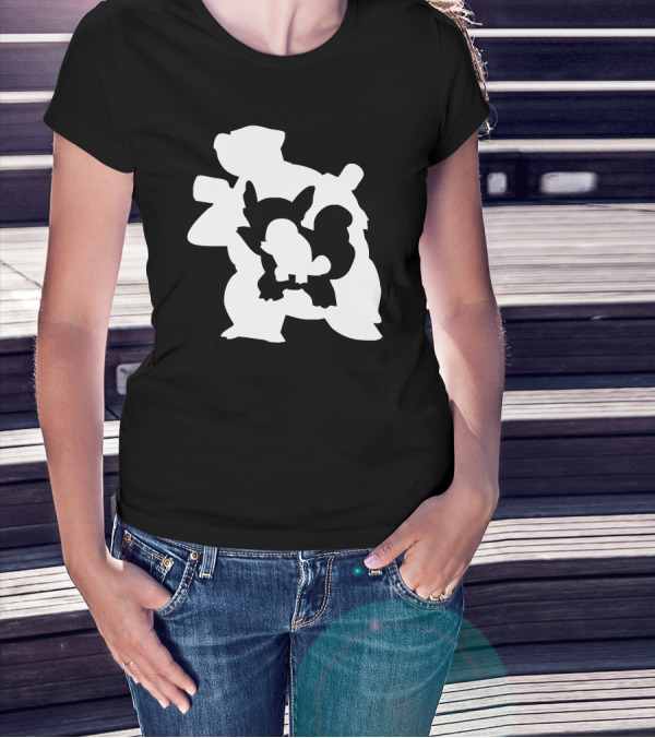 Blastoise Silhouette Evolution With Squirtle And Wartortle Forms T-Shirt