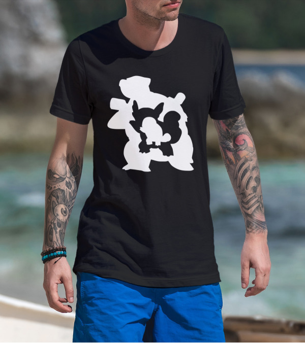 Blastoise Silhouette Evolution With Squirtle And Wartortle Forms T-Shirt