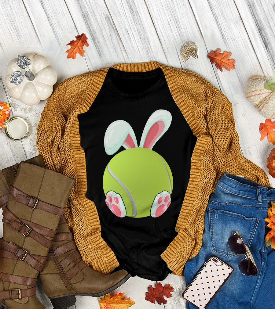 Tennis Ball Bunny Ears and Paws T-Shirt